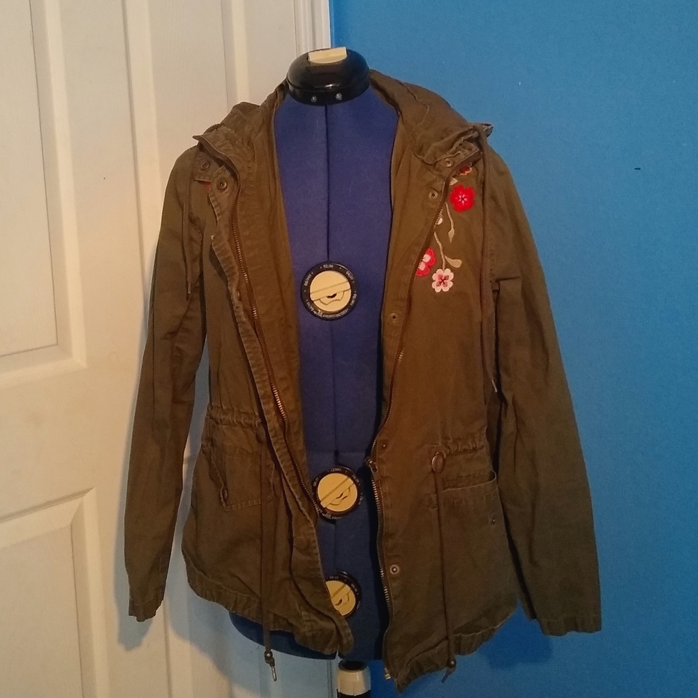 Floral Embroidered Utility Jacket